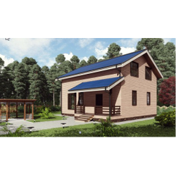 Двухэтажный каркасный дом с четырьмя спальнями 145м² (SK77)