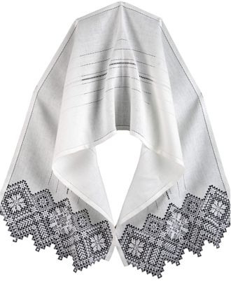 Свадебный большой льняной белый рушник 50х200 см с вышивкой под каравай и на икону