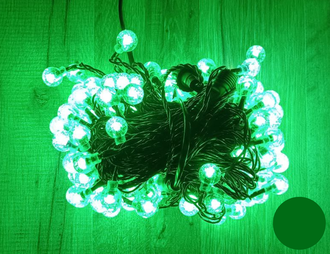 Гирлянда электрическая #СА-28 цвет: зеленый, белт-лайт шарики, 20м.,220В.