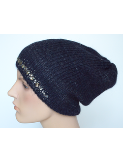 Черная тонкая удлиненная шапка с украшениями Vizio Италия 5872 CLO фото