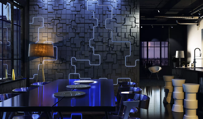 Гипсовая панель SPACE + LED артикул D-0006