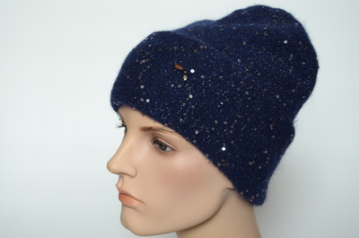 Синяя шапка вязаная с отворотом Vizio Италия 6943 CRY