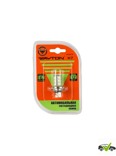 Светодиодная лампа 1109028 H7-18SMD (ПТФ/ ДХО) 5000K 12V (блистер 1 шт.) Гарантия 6 месяцев