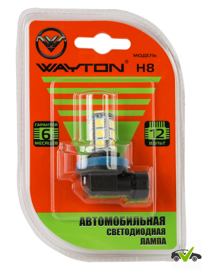 Светодиодная лампа 1109029 H8-18SMD (ПТФ/ ДХО) 5000K 12V (блистер 1 шт.) Гарантия 6 месяцев