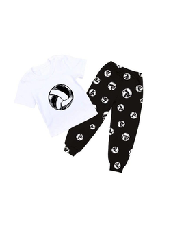 Костюм детский с волейбольный принтом (черно-белый)
