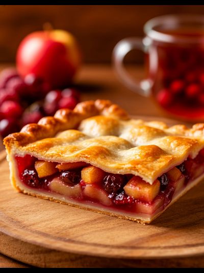Пирог с яблоком и вишней