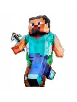 Фольгированный шар с гелием фигура "Пиксельный человечек" 65см