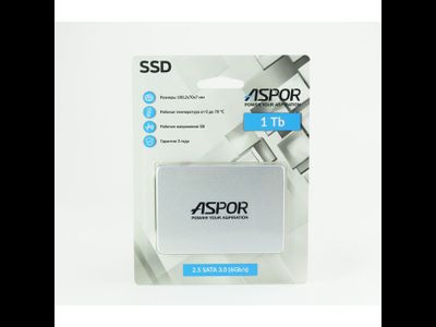 SSD 2.5" 1TB SATA3 Aspor (QLC, YS, R/W 540/510MB/s, TBW 400 Plastic case) OEM