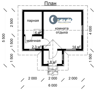 Б-06 ГАБАРИТНЫЕ РАЗМЕРЫ: (5,5Х6М) 1 ЭТАЖ, ОБЩАЯ ПЛОЩАДЬ: 27М²