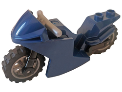 Motorcycle Sport Bike with Black Frame, Flat Silver Wheels and Handlebars, Dark Blue (18895c16)