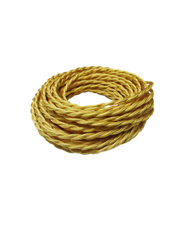 Провод витой в ретро стиле ПРВ 2х1.5 жёлтый шёлк