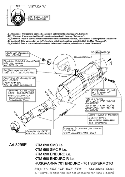Глушитель LEOVINCE LV ONE EVO стальной 8299EU