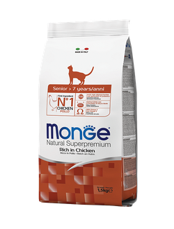 Корм для пожилых кошек старше 7 лет Monge (Монж) senior 1,5 кг