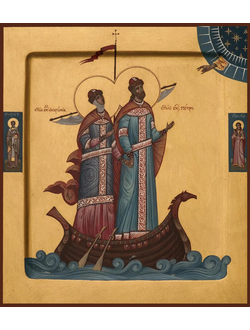 Петр и Феврония Муромские, Святые Чудотворцы. Рукописная икона. 22х28см.