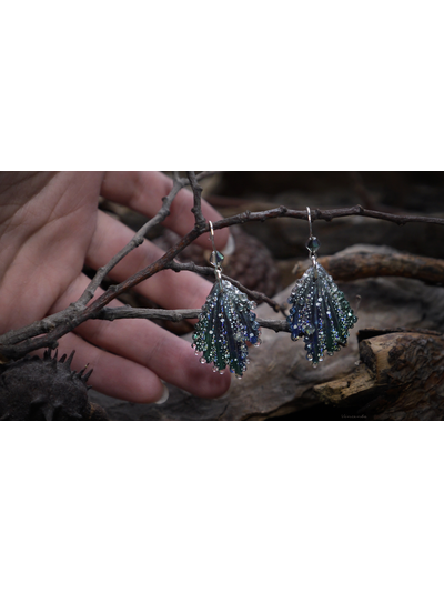 Серьги-крылья с капельками "Тайна Хрустального Леса", романтичный подарок девушке