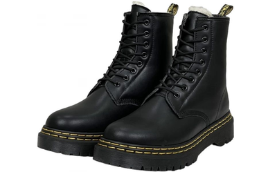 Ботинки Dr Martens 1460 Black Smooth Double Stitch зимние с мехом