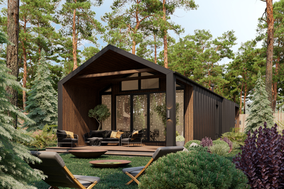 Одноэтажный каркасный дом с двумя спальнями (SK91)