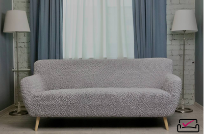 Чехол на 3х местный диван Микрофибра Жемчужный. Защита мягкой мебели  от животных.