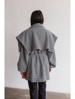 Парка из фактурного хлопка (бело-синий)