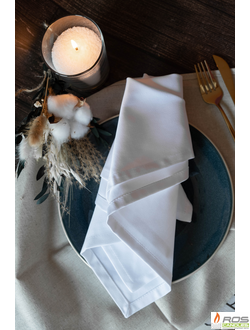 Текстильная салфетка для ресторана 45*45см, белая, евроуголок, без рисунка