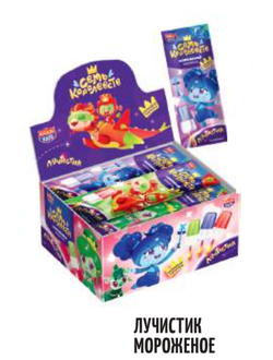 Карамель на неон. палочке "Лучистик Мороженое" асс.(Семь Королевств) 10гр*30шт*12 бл.