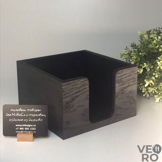 Салфетница из массива дуба, подставка для салфеток 12,5х12,5 см, цвет черный