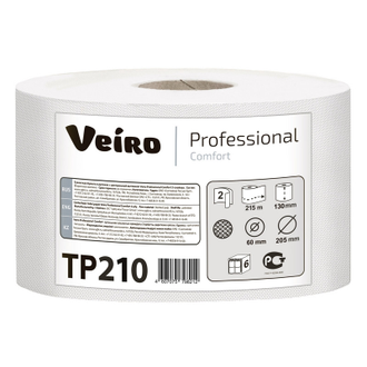 Бумага туалетная для диспенсера Veiro Comfort с ЦВ 2сл бел втор 215м 6рул/уп. TP210