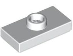 Plate, Modified 1 x 2 with 1 Stud with Groove and Bottom Stud Holder Jumper, White (15573 / 6051511)