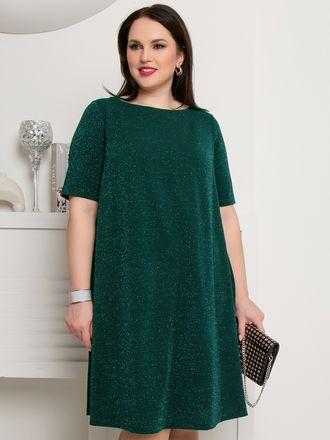 Нарядное платье женское А-образного силуэта арт. 5885 (цвет зеленый) Размеры 52-62