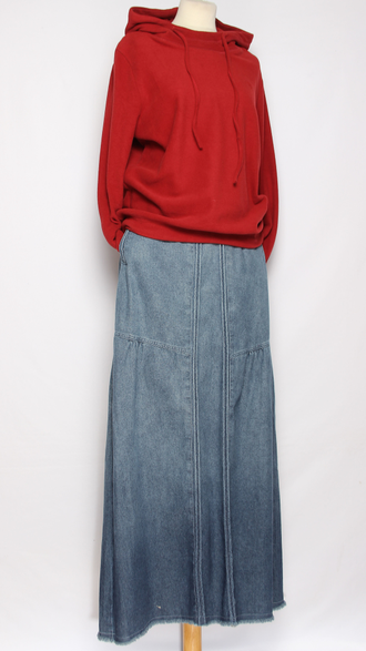 ЮБКА  джинсовая "Длинная тюльпан " голубая до р.52