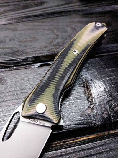 Складной нож Бизон сталь ELMAX, рукоять G10, цвет тайга