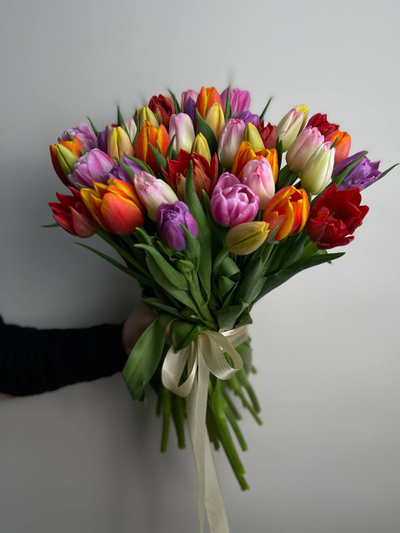 Букет тюльпанов миксом 45шт