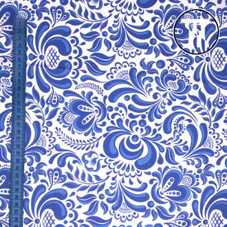 Габардин принт Гжель 001