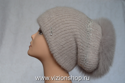 Итальянский головной убор Vizio 6470 с меховой отделкой зима 2020 фото