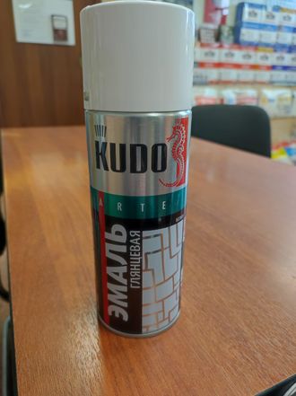 KUDO KU-1001 Эмаль аэрозольная универсальная белая глянцевая (0,52л.)
