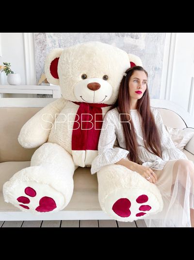 Гигантский плюшевый медведь 190 см бежевый Кевин