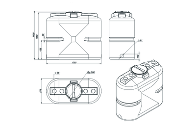Размеры пластикового прямоугольного бака для воды на 500 литров S500