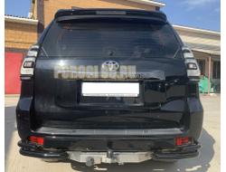 Защита заднего бампера угловая двойная с покрытием «раптор» d60/42 для Toyota Land Cruiser Prado 150 2017-