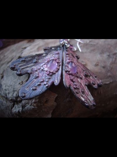 Волшебные серьги с аметистом "Крылышки Причудливой Феи"