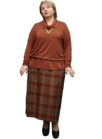 Модная юбка Арт. 5133 (Цвет терракотовый) Размеры 54-84