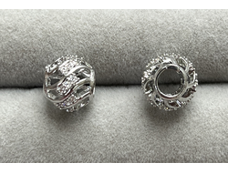 Бусина родий цирконы 10х8мм