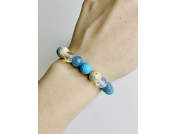Браслет голубой халцедон/лунный камень. Разные размеры