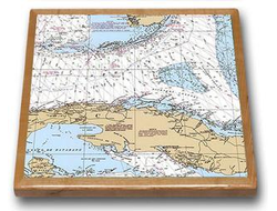 Nautical Chart with Oak Edge