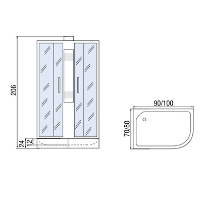 Душевая кабина Мономах Б/К 100/80/24 МЗ L без крыши