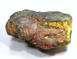 Аурипигмент, Реальгар на породе, крупный коллекционный образец, Грузия (140*135*60 мм, 1566 г) №19898