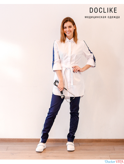 БЛУЗА DOCLIKE DL492/1 белая с лентой
