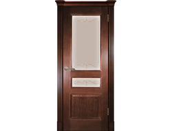 Дверь со стеклом АП47 Оливия темный орех шпон
