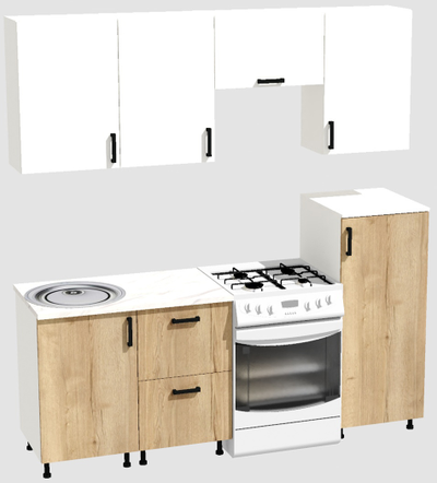 Кухня Эконом 1,5 метра с полуколонкой (1000х500) Цвет: Белый/Дуб Вотан