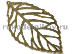 подвеска "Лист", цвет-античная бронза, 5 шт/уп