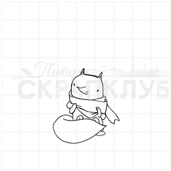 Штамп лиса в шарфе